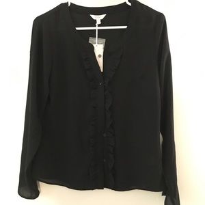New Candie’s Tuxedo Ruffle Top